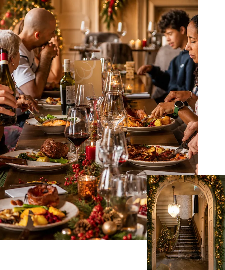 the-cumberland-york-christmas-dining-celebrations Guests enjoying festive Christmas dining at The Cumberland York with seasonal food, wine and elegant Christmas decorations.
